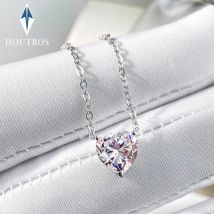 2/4 Karat Herzform Moissanit Anhänger Halskette 925 Sterling Silber D Farbe VVS1 Diamant Halsketten für Frauen Hochzeit Schmuck