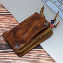 Einfache Vintage Echt leder Herren Damen Schlüssel etui Mode natürliche erste Schicht Rindsleder Auto Führerschein Geldbörse