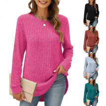 Lose Lange Hülse O-ansatz Einfarbig T Shirts Frauen Mode Herbst Winter Pullover frauen Casual Streetwear Gestricktes Hemd Tops