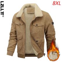 Winter Männer Fleece Casual Cord Jacke Mantel Mann Dicke Vintage Revers Jacke Parka Mann Fracht Klassische Sherpa Jacke Plus Größe 8XL
