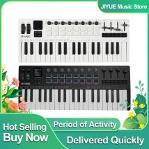 M-VAVE SMK-37 PRO MIDI-Controller mit 37 Tasten, 16 RGB-Pads und 8 Knöpfen, integrierter Synthesizer, tragbare Tastatur, digitales Audio