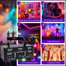 YSH-luces de discoteca de 21 ojos para el hogar, función de memoria automática, luz de fiesta, Control remoto, luz UV aplicable a música con luz láser