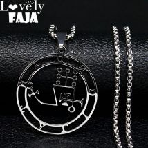 Siegel Edelstahl Halskette Silber Farbe Dantalion Siegel Solomon Dämon Satan Siegel Satan Halsketten Anhänger Schmuck n7150s03