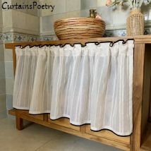 Kurze Schrankvorhänge, staubdichte Trennvorhänge mit Schlaufen für Halbfenster, für Küche, Bad, Café, Wohnzimmer, Türöffnung