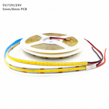 COB-Streifenlicht, DC 5 V, 12 V, 24 V, 5 mm, 8 mm Breite, PCB, ultraschmaler LED-Streifen, hohe Dichte, flexibles lineares Klebeband, CRI90, 5 m, dimmbar