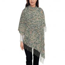 William Morris Vintage Willow Bough Tassel Scarf Women Soft Floral Textile Pattern Shawls Wraps Lady Winter Fall Scarves