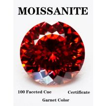 Garnet Color Wholesale Moissanite Stone Round Shape 100 Faceted Cut Artificial Gemstone DIY Ring Necklace Earrings Main Materi