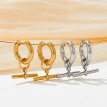 New  Simple Geometric Earrings for Women Girl kpop Smooth Metal Solid Stainless Steel Gold Plated Luxury Jewelry Gift