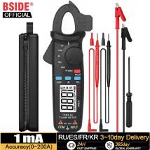 BSIDE-Medidor de pinza Digital de rango automático, valores eficaces verdaderos, PRECISIÓN DE 1mA, multímetro de corriente DC AC, vol-ohm, probador NCV de temperatura de diodo