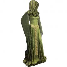 Damen Mittelalter Lace Up Kapuzenumhang Vintage Renaissance Cosplay Robe Langes Kleid Halloween Kostüm Gothic Fantasy Umhang