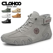 CLOHOO Sneakers stringate in pelle PU da uomo Scarpe da passeggio casual nere Scarpe marroni leggere, comode e traspiranti per uomo