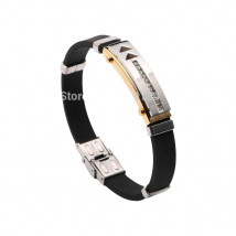 PAPERPLUS | Men Silicon Silver Bracelets.Arrow Pendant.Punk Black Jewelry for Boy.21cm.New.Hip Hop Gifts