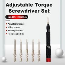 BST-9908 Set di cacciaviti a coppia regolabile 1 pezzo di impugnatura antiscivolo + 5 punte S2 sostituibili per riparare varie elettroniche