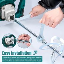 KKnoon 2600 W elektrischer Betonmischer, tragbarer Handbeton-Zementmischer, 6 Geschwindigkeiten, verstellbare Mischmaschine