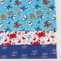 Syunss Marine life Shark Print Diy Patchwork Cloth For Quilt Baby Cribs Cushions Dress Sewing Tissus Twill Cotton Fabric Tecido