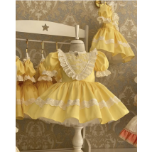 0-12 Jahre Mädchen Sommer türkische Vintage Prinzessin gelbes Kleid für Ostern Eid Geburtstag Fotografie B187
