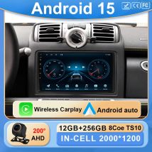 Autoradio Android 15 per Mercedes Benz Smart Fortwo 451 2005 - 2015 Lettore per auto GPS 2 din autoradio Wireless CarPlay TS10 Auto