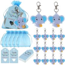 10-30 pezzi portachiavi elefante sacchetti di organza souvenir per baby shower regali con etichette di ringraziamento bomboniere per bambini per gli ospiti