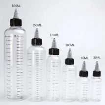 5 stücke 30/60/100/120/250/500 ml Kunststoff PET Flüssigkeit Saft Tropfflaschen mit Skala Tattoo Pigment Tinte Container Spitz Top
