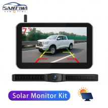 Cámara de respaldo inalámbrica HD con WiFi Solar, Monitor de matrícula con energía Solar para camiones, furgonetas, vehículos recreativos, ayuda para estacionamiento inverso de coche de 7 pulgadas