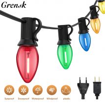 Bunte Lichterkette für den Außenbereich, C7, bruchsichere Ersatzlampen, 1 W, E12-Sockel, RGB, wasserdichte Girlande für Party-Gartendekorationen