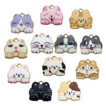 10 Stück Cartoon lustige Katze Legierung Anhänger 18x16mm DIY Material Ohrring Armband Halskette Schlüsselanhänger usw Form Schmuckherstellung