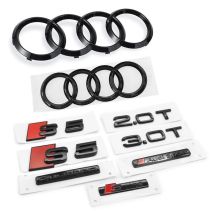 AODI S5 4 Ring Logo ABS Black 2010-2019 Car Hood Front Grill Rear Trunk Emblem Badge Sticker Quattro Sline S5 Accessory refit
