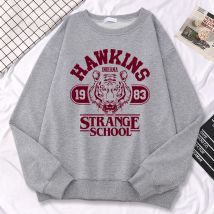 Felpa da donna casual da strada Hawkins High School Indiana 1983 Felpe con stampa Pullover girocollo larghi Abiti in pile caldo