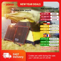 Dokio 18V 97W 150W 195W 295W tragbares faltbares Solarpanel mit 12V-Controller Flexibles Solarpanel für Haus, Camping, Reisen