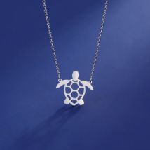 Halskette mit hohlem Schildkröten-Anhänger für Damen, niedlicher Schildkröten-Anhänger aus Edelstahl, Tierschmuck, Boutique-Kette, Jahrestagsgeschenk, Ne