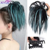 XIYUE Synthetischer Messy Hair Bun, zerzaustes Haarteil, elastisches Band, Chignon, lockiges Haargummi, Hochsteckfrisur, Haarverlängerung für Frauen, Rosa