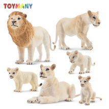 6Pcs Simulation Weißer Löwe Familie Tiere Modell Spielzeug Mini Löwen Figuren Puppen Action Figuren Spielzeug für Kinder Set Geschenk