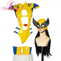 MOBBUNNY Damen-Dessous-Set, Cosplay-Kostüm für Frauen, figurbetontes Outfit, Ausschnitt-Body mit Handschuhen, Maske für Halloween