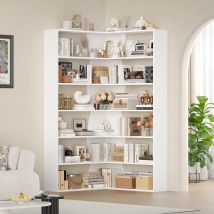 Getone 190cm Bücherregal,hohes Eckregal stehend mit 6 Ebenen,Bücherschrank Eckbücherregal Wohnzimmer,Arbeitszimmer 90x90x190.5cm