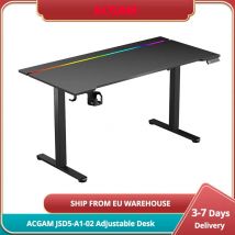 ACGAM JSD5-A1-02 Scrivania elettrica regolabile in altezza con striscia luminosa a LED RGB Altezza regolabile 72-118 cm Tavolo da gioco ergonomico