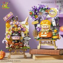 HUIQIBAO Halloween 3D Puzzle Cavalletto Kit artigianale Building Blocks Città Mattoni creativi fai da te Giocattoli per adulti Ornamenti decorativi Regalo