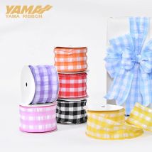 YAMA 10 Yards/Rolle 63 mm karierte Bänder mit Kabelkante zum Basteln, Schleife, handgefertigt, Geschenkpapier, Partys, Weihnachten, dekorative Bänder in 9 Farben