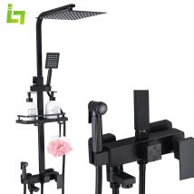 Set di rubinetti per doccia nero opaco pioggia miscelatore per vasca da bagno interamente in metallo di alta qualità a 4 vie con Bidet in acciaio inossidabile