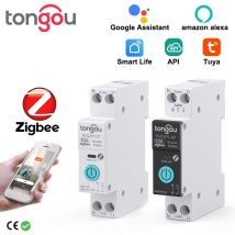 TUYA ZigBee Smart Circuit Breaker Smart Switch 1P 63A DIN Rail for Smart Home Wireless Remote Control WiFi Switch by APP TONGOU