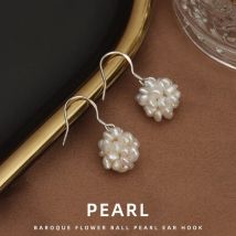 Dainashi Neu in Barock-Blumen-Kugelform, Süßwasserperlen-Ohrringe, 925er Sterlingsilber, Hakenohrringe für Damen, Schmuck, Geschenk