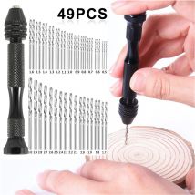 49szt 0.2-3.4mm Zestaw wierteł ręcznych Mini aluminiowe wiertło ręczne Biżuteria Rzemiosło Ręczne wiertło ręczne Narzędzia do obróbki drewna Wiertło Dropship