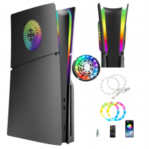 Frontplatte mit RGB-Lichtst reifen für ps5 schlanke Kühl öffnungen LED-Licht ring Konsolen abdeckung für ps5 Slim Disc Edition Dekorations kit