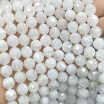 Naturstein, weißer Mondstein, Edelsteinperlen, 6–10 mm, facettiert, lose Abstandshalter für DIY-Schmuckherstellung, modisches Armband, Halskette, 19,1 cm