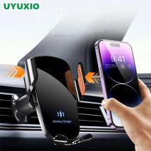 UYUXIO Air Vent Drahtloses Autoladegerät 15 W Manuelle Klemme Schnellladung Autohalterung Telefonhalter Adapter für Samsung iPhone 16 15 14