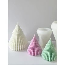 Large Origami Christmas Tree Silicone Candle Mold 3D Striped Cone Resin Plaster Soap Chocolate Mould Home Ornament Decor Gifts