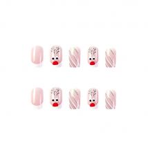 Natural Acrylic Fake Nail With Glue Sticker Christmas French False Nails Press Ons DIY Finger Tips For Woman Manicure Accessory