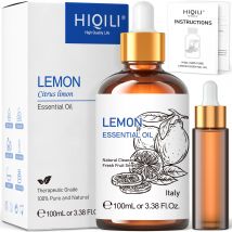 HIQILI-Aceites Esenciales de limón para difusor, humidificador, masaje, aceite aromático de aromaterapia para Vela, fabricación de jabón y cuidado del cabello, 100ML