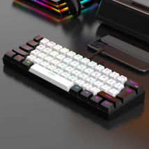 Przewodowa klawiatura do gier 60%, ultrompaktowa mini klawiatura z podświetleniem RGB, wodoodporna mała kompaktowa 61-klawiszowa klawiatura dla graczy PC/Mac