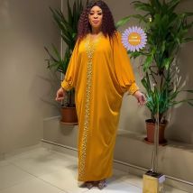 New Arrival africa clothing The rayon fabric plus size elegant dress The rayon fabric Rhinestones and beads african dresses