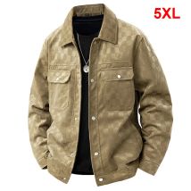 Wildlederjacke Herren Mode Lässig Vintage Karierte Jacke Mantel Männliche Cargojacke Mantel Schwarz